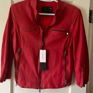 Rare R13 red NWT soft leather zippers on the front and sleeves to